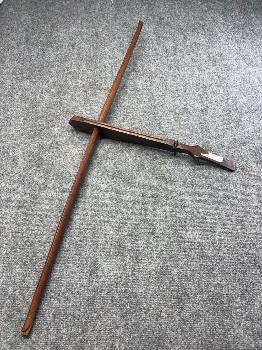 Vintage Montagnard Crossbow Art Carved Wooden Tribal Bow US Vietnam War Era 42”